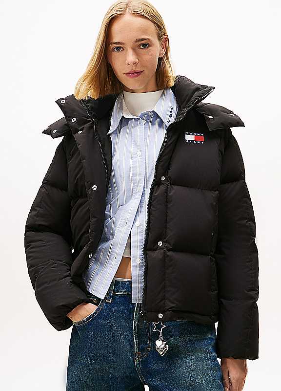 Tommy Jeans Women's Alaska Water Resistant Long Sleeve Short Puffer Jacket - Black - 12 (M) - Image 4