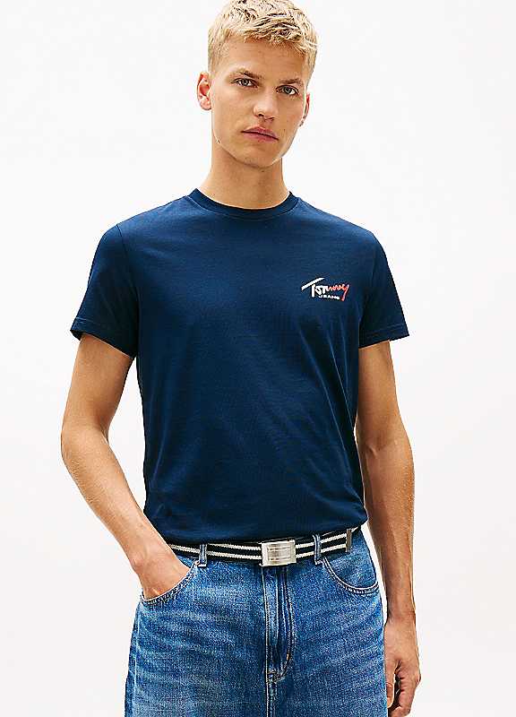 Tommy Hilfiger Blue Cotton Men T-Shirt - L - Image 3