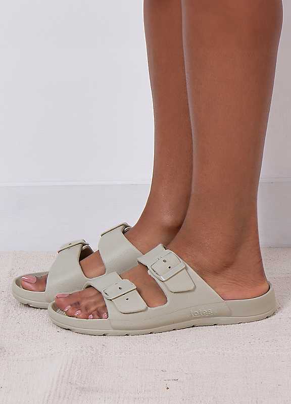 Totes Women's Stone Double Buckle Adjustable Sliders Size 7