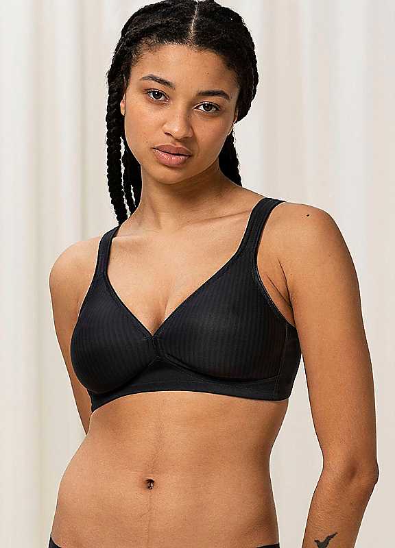 Triumph Black Nonwired Striped Seamless Bralette 42D