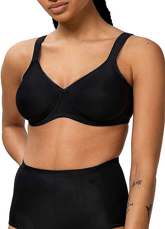 Triumph Black Underwired Modern Soft Cotton Tshirt Bra 40E