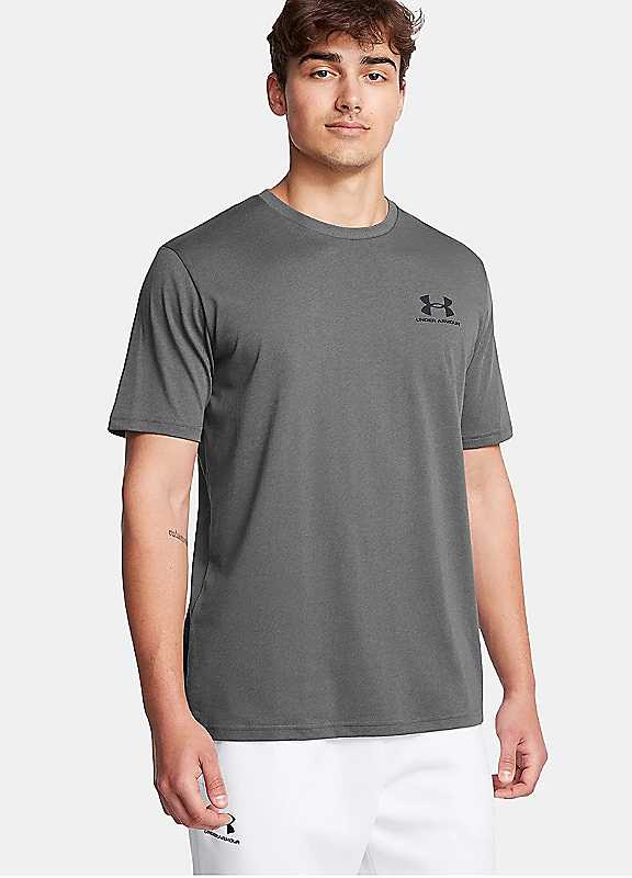 Under Armour Men's Gray Left Chest Logo Short Sleeve Castlerock / Black Xxl - Image 5