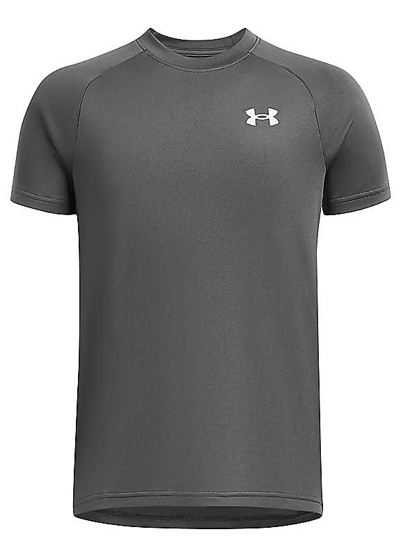 UNDER ARMOUR Boys Training Tech 20 T-Shirt, Castlerock / / White, Size S - Image 2