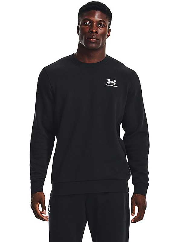 Under Armour Men's Black Icon Fleece Crew / White M - Image 2