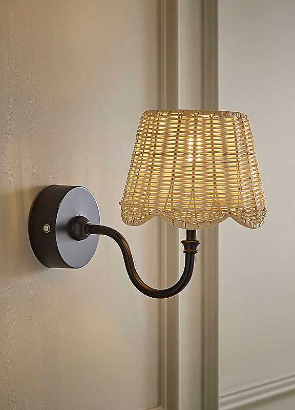 Valuelights Unisex Black Lowe Natural Rattan Taper Shade Metal Portable Rechargeable Wall Light In - Image 3