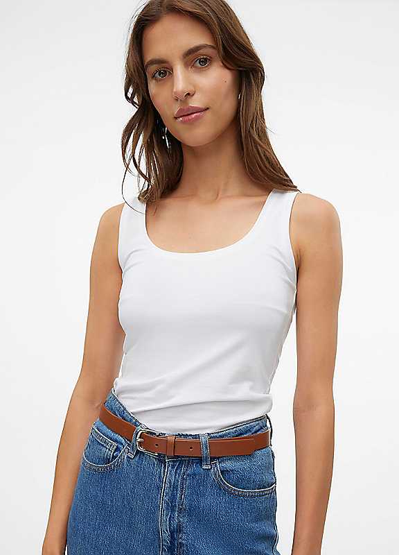 Vero Moda White Basic Vest Top Large