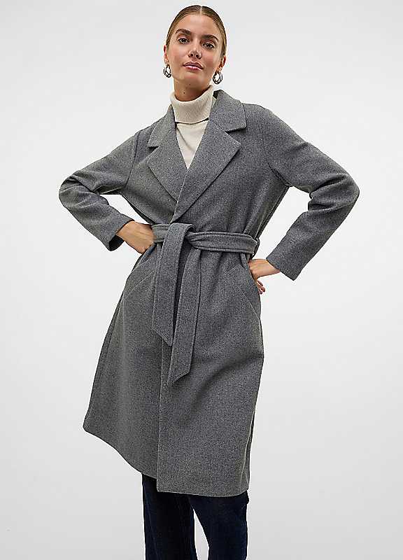 Vero Moda Grey Longline Coat Medium