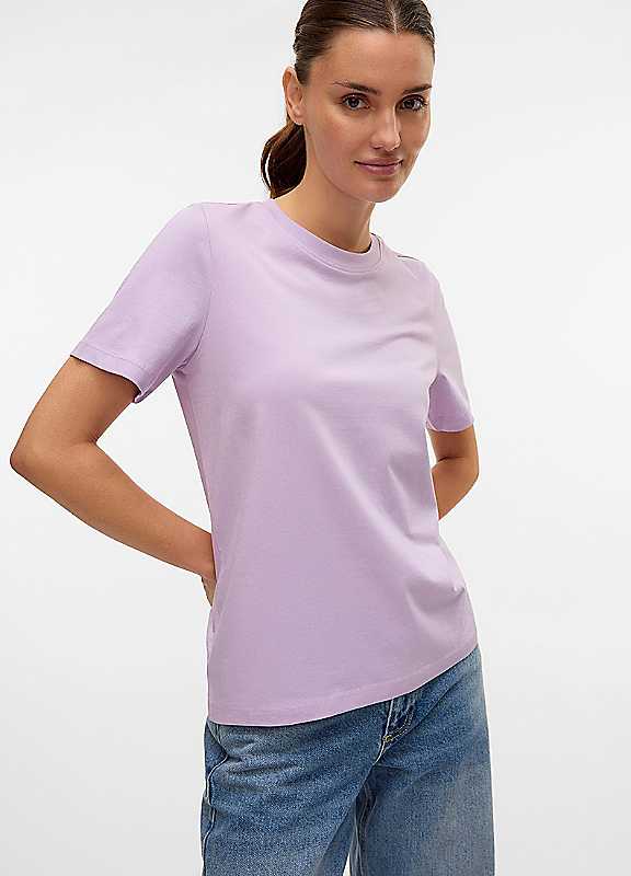 Vero Moda Orchid Short Sleeve Cotton Tshirt Large