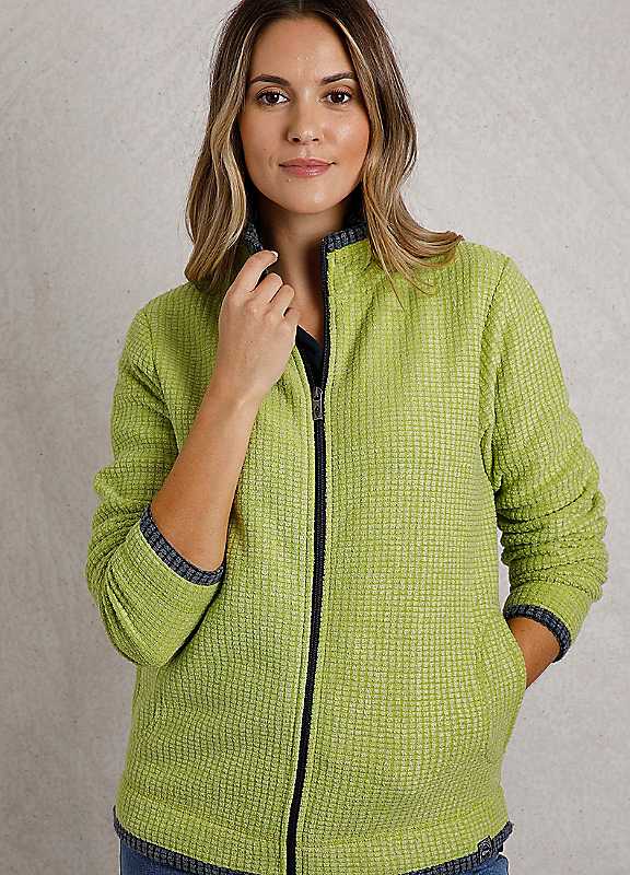 Weird Fish Green Ariana Full Zip Grid Fleece Size 10