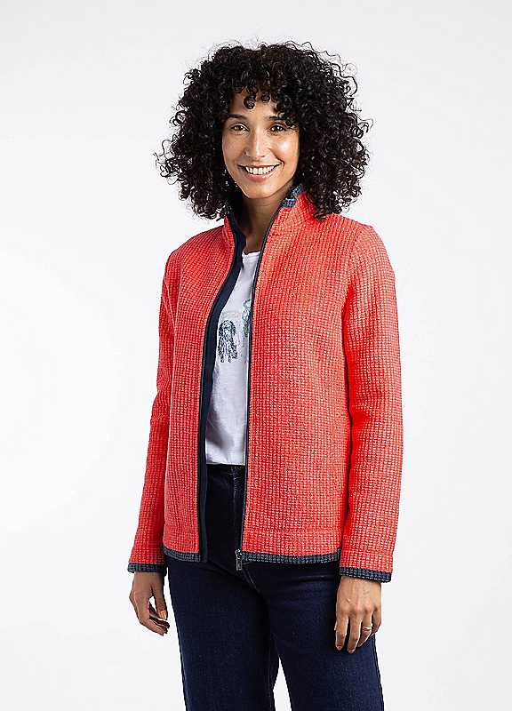 Weird Fish Red Ariana Full Zip Grid Fleece