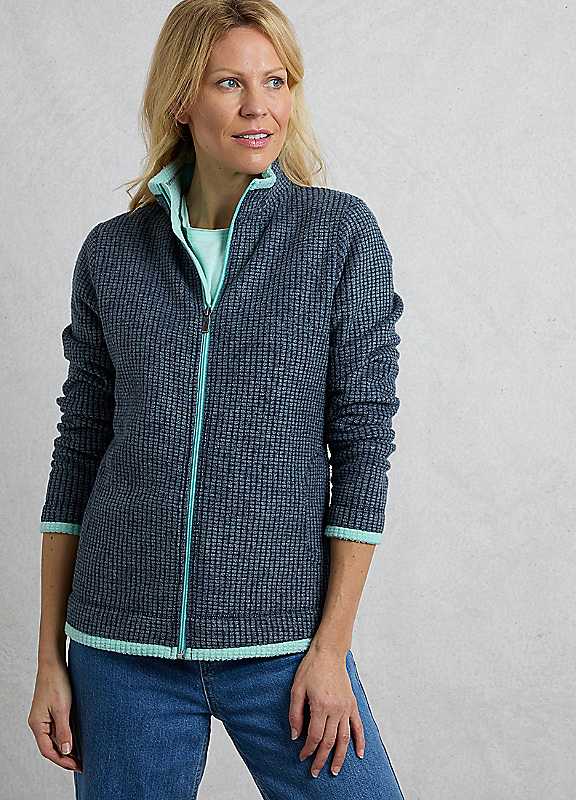 Weird Fish Navy Ariana Full Zip Grid Fleece Size 8