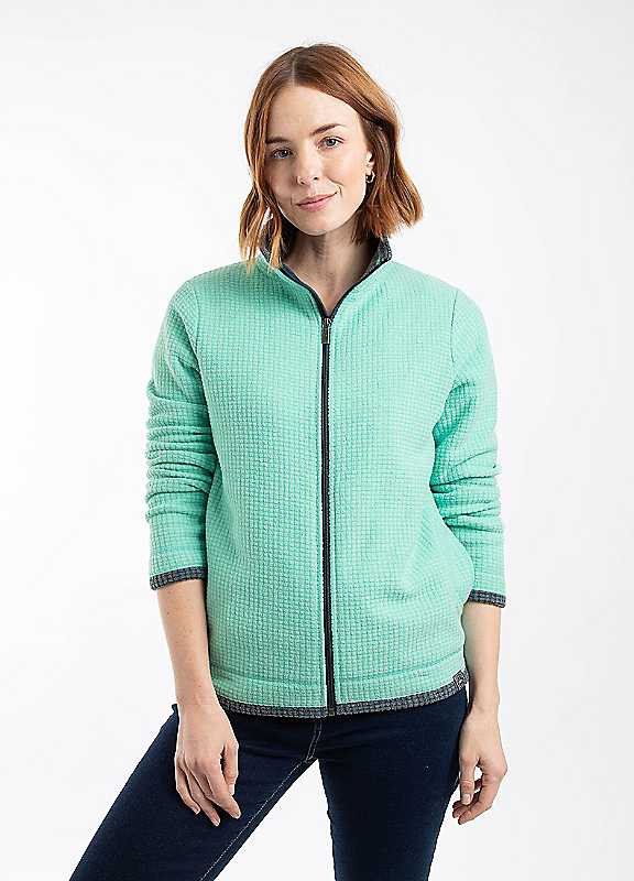Weird Fish Women's Ariana Full Zip Grid Fleece Jumper in Light Green | Size: 20 - Image 3
