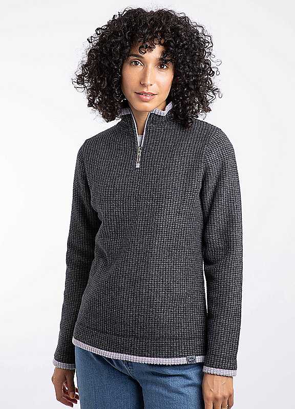 Weird Fish Women's Jet Black Beye 1/4 Zip Grid Fleece In | : Size 16 - Image 4