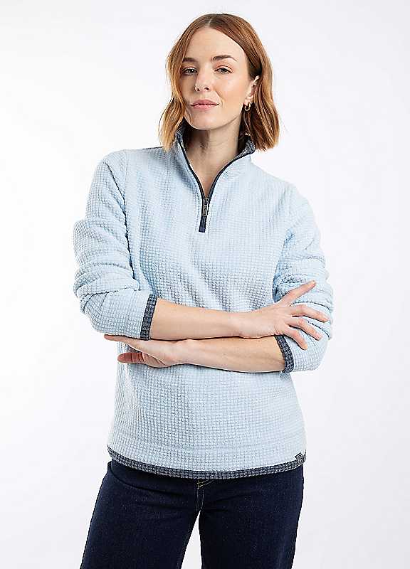 Weird Fish Women's Blue Beye 1/4 Zip Grid Fleece - Image 4