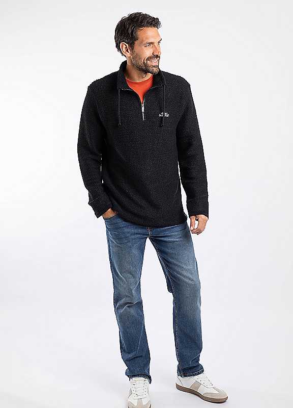 Weird Fish Black Cruiser 14 Zip Macaroni Sweatshirt