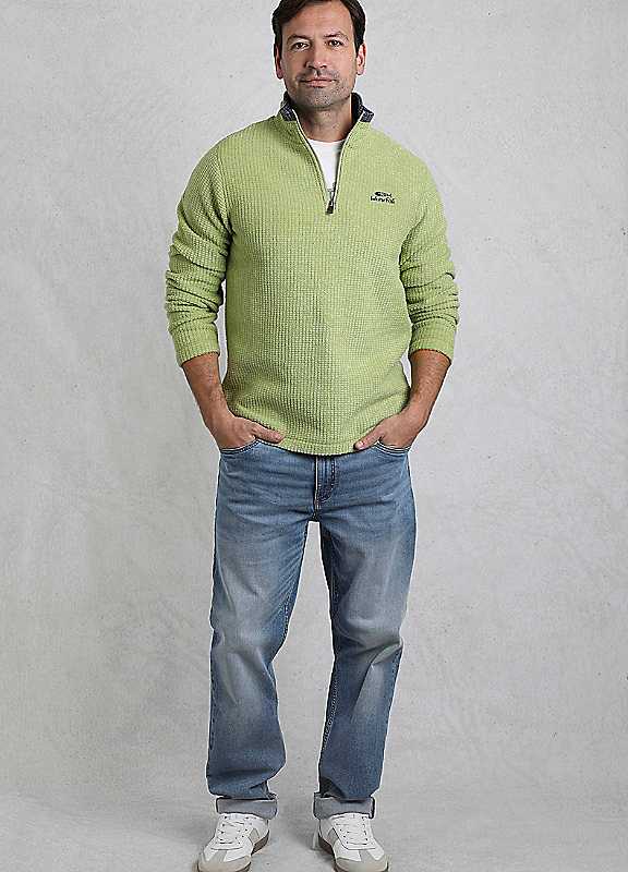 Weird Fish Green Newark Eco 14 Zip Grid Fleece Small