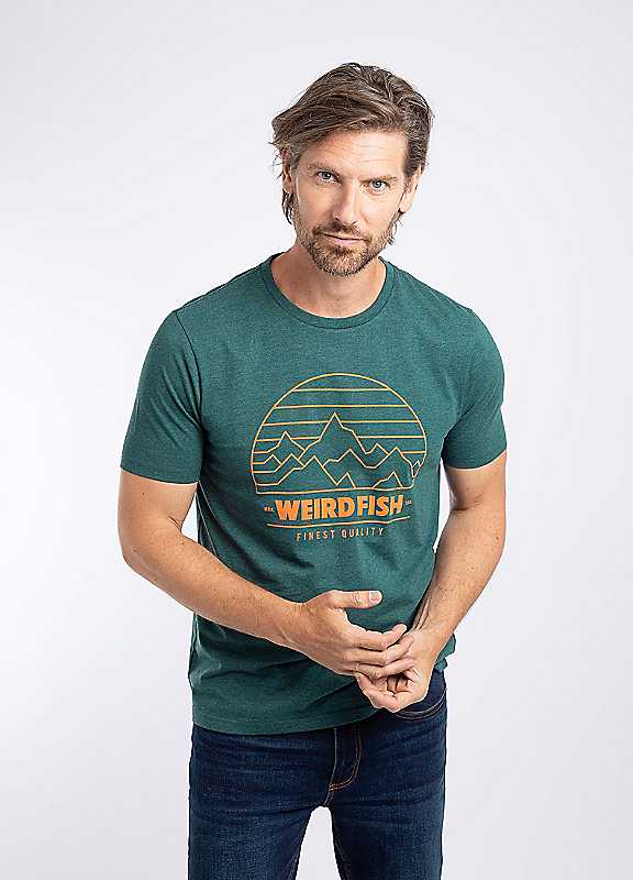 Weird Fish Deep Teal Off Grid Front Print Graphic T-Shirt - Image 2