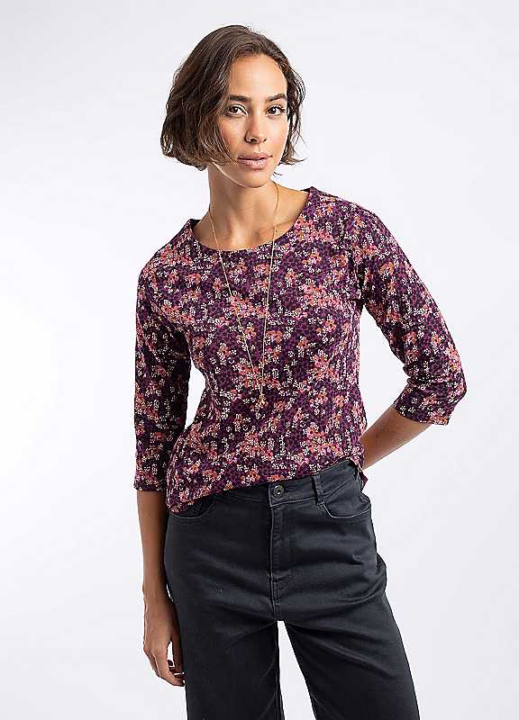 Weird Fish Women's Rachel Printed Jersey T-Shirt in Purple | Size: 8 - Image 4