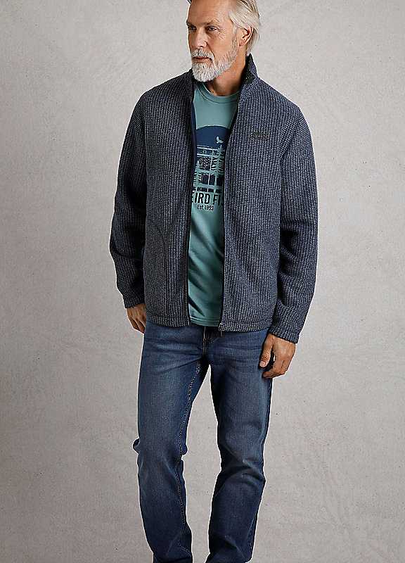 Weird Fish Navy Shires Eco Full Zip Grid Fleece Small