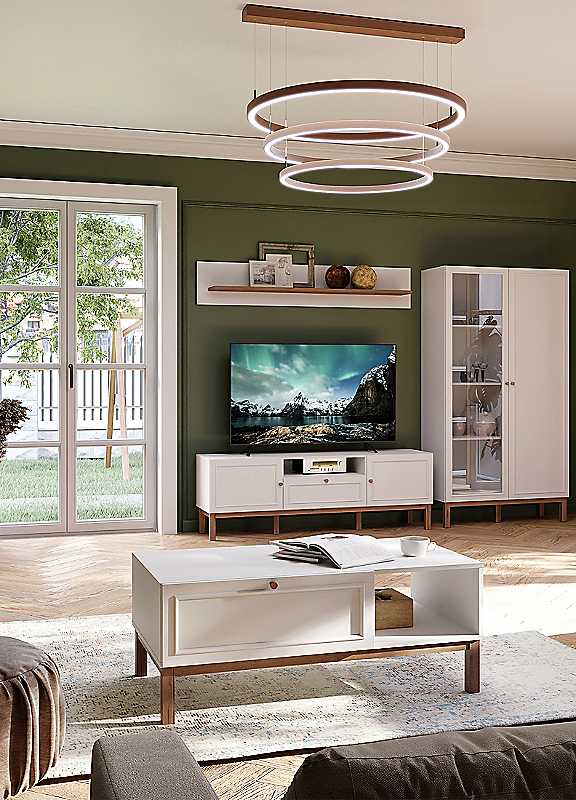 Furniture To Go Wensley 2 Door 1 Drawer TV Unit Light Grey & Oak - 160cm Wide - Image 6