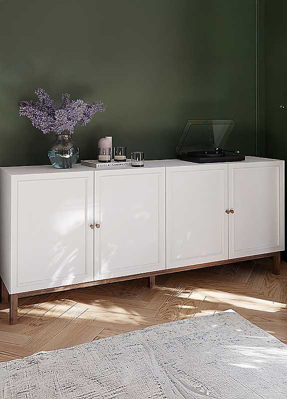 Rackhams Light/Grey Wensley 4 Door 1 Drawer Sideboard In And Oak - & Oak - 199.3 - 1 - Image 6