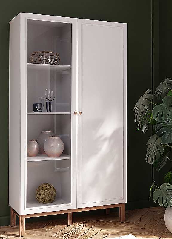 Rackhams Light/Grey Wensley Display Cabinet With 1 Door And 1 Glass Door In And Oak - Full Assembly Required - & Oak - Matt - Image 5