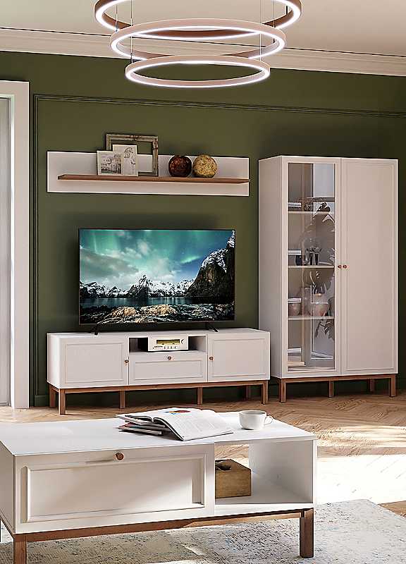 Florence Wensley Light Grey and Oak Wall Shelf - Oak - Modern Design - Image 3