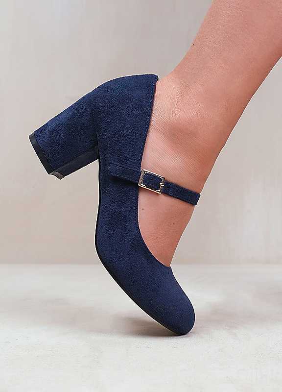 Where's That From Navy Suede Araceli Navy Block Heel Mary Jane Size 5