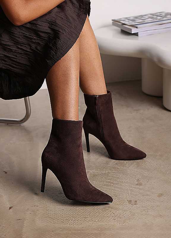 Where's That From Women's Brown Kira Pointed Toe Stiletto Ankle Boots In | Size: 7 - Image 3