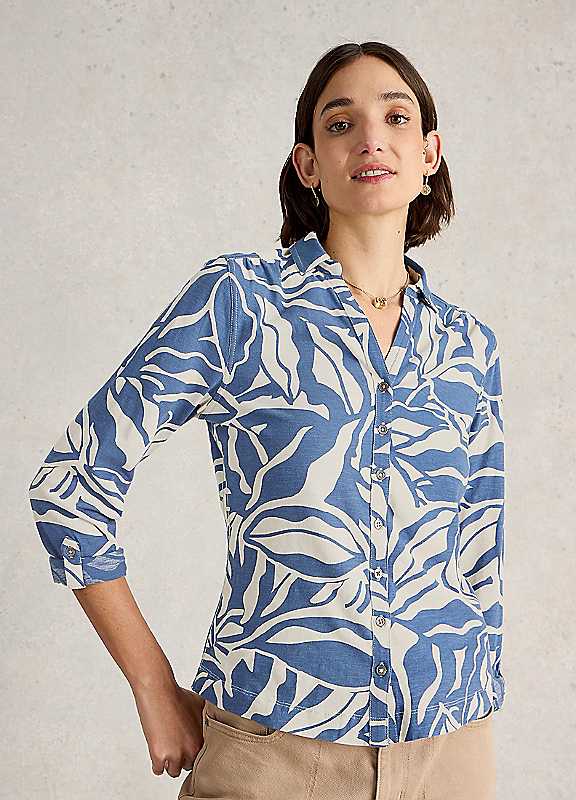 White Stuff Navy Multi Annie Jersey Shirt