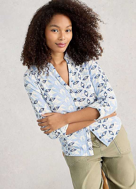 White Stuff Blue Multi Annie Jersey Shirt - Image 2