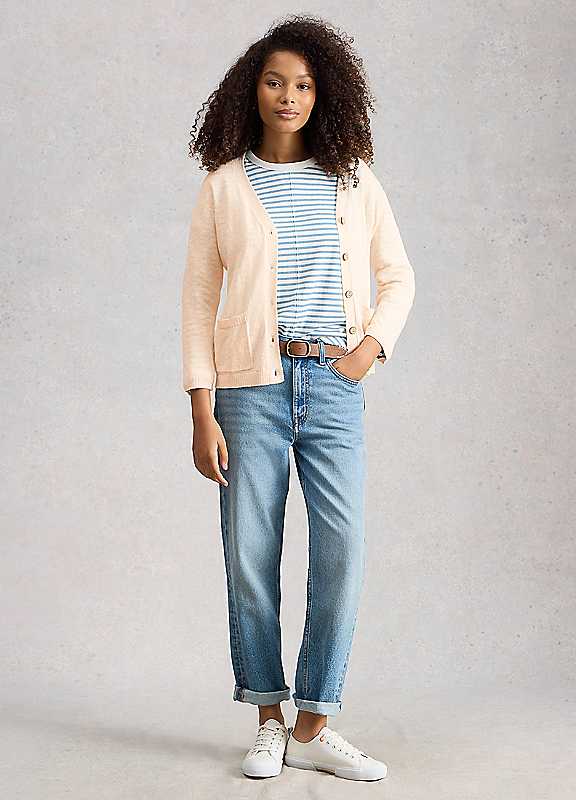 White Stuff Natural White Nova Linen Blend Cardigan