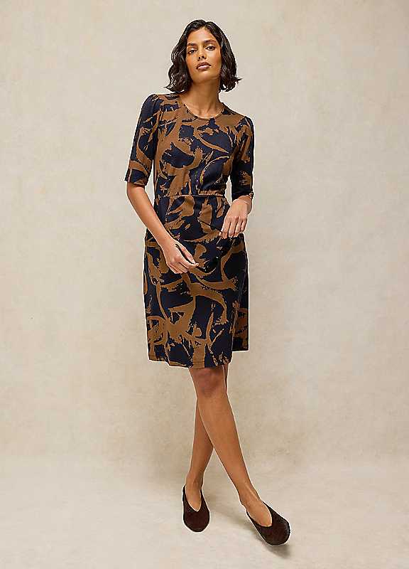 White Stuff Navy Print Olivia Jersey Dress