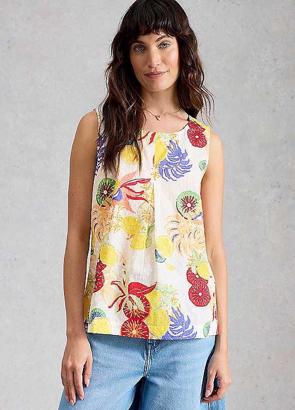 White Stuff Ivory Print Paradise Vest