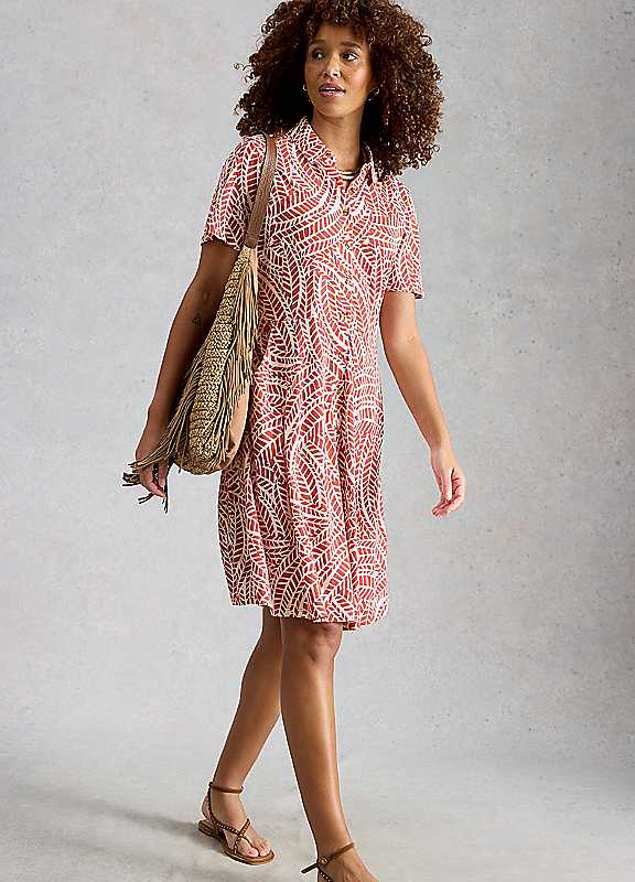 White Stuff Pink Print Ria Jersey Shirt Dress - Image 2