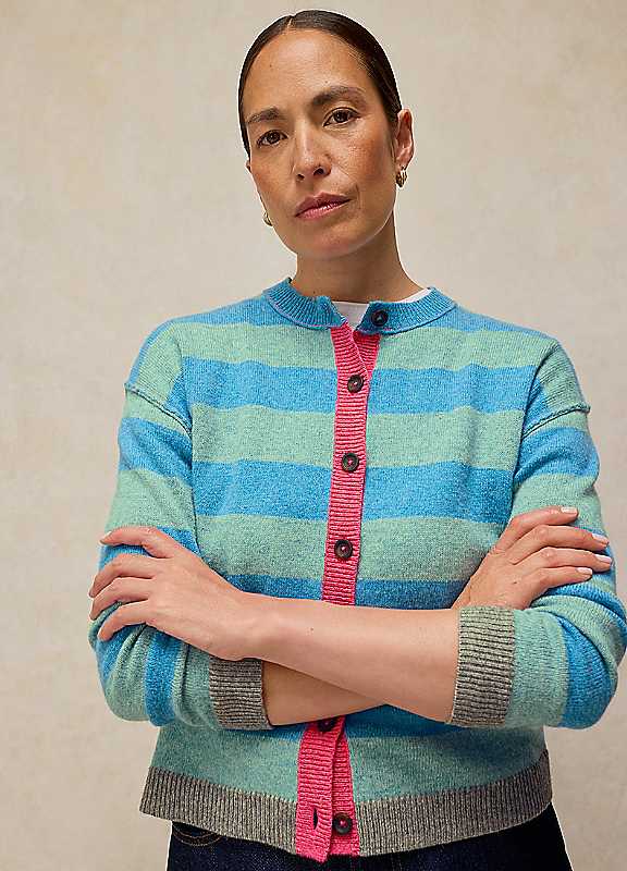 White Stuff Blue Sansa Stripe Cardigan