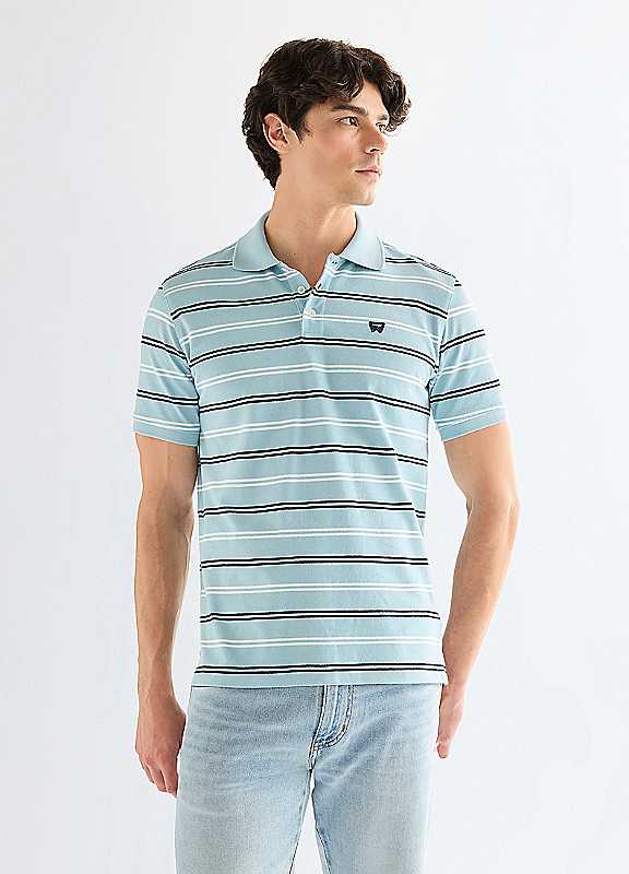 Wrangler Men's Forget Me Not - Shirt - Regular Fit - Stripe Polo Shirt - Image 2