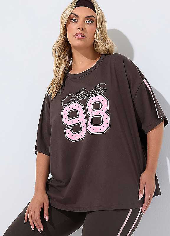 Yours Women's Chocolate Printed 'Studio 98' T-Shirt In | Size: 16 - Image 7