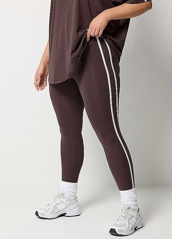 Yours Women's Chocolate Side Stripe Active Leggings In | : Size 18 - Image 7