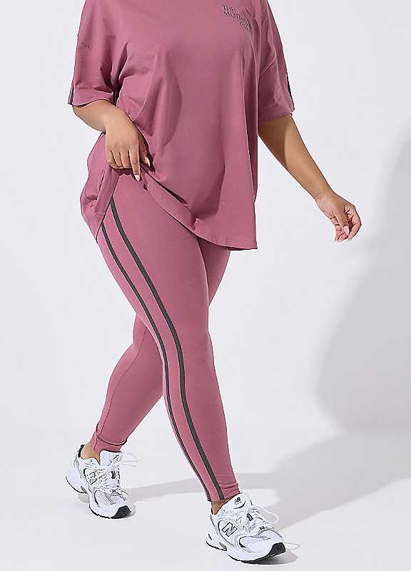Yours Women's Side Stripe Leggings Pants in Pink | Size: 20 - Image 6