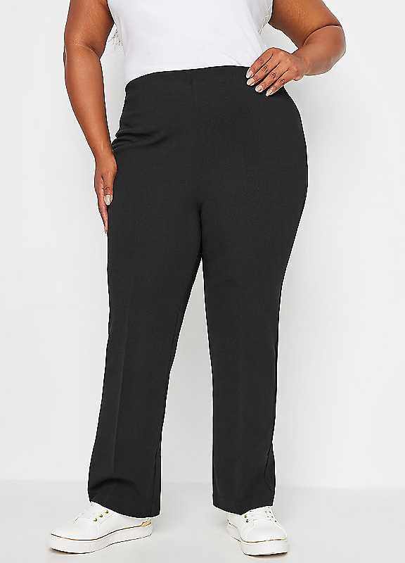 Yours Women's Black Ribbed Bootcut Trousers In | Size: 34-36S - Image 3