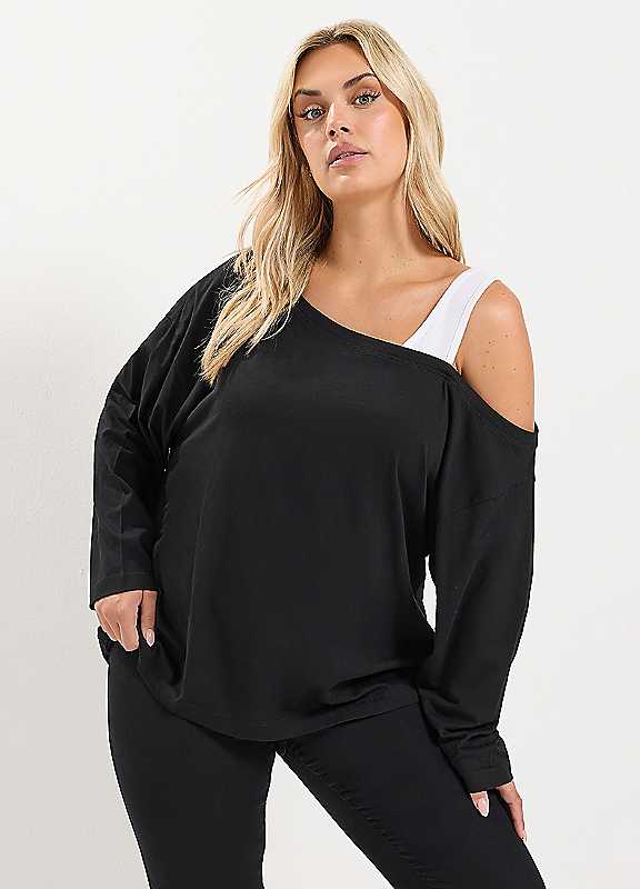 Yours Women's 2 in 1 Long Sleeve Top in Black | Size: 26-28 - Image 6