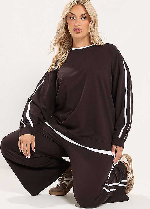 Yours Women's 2-In-1 Side Stripe Sweatshirt in Brown | Size: 26-28 - Image 6