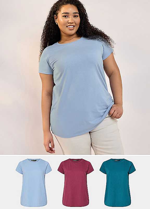 Yours Red Curve 3 Pack Wine Blue Core Tshirts