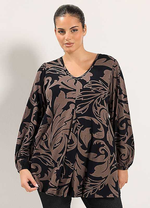 Yours Curve Floral Pleat Front Top - Women's - Plus Size Curve - Image 7