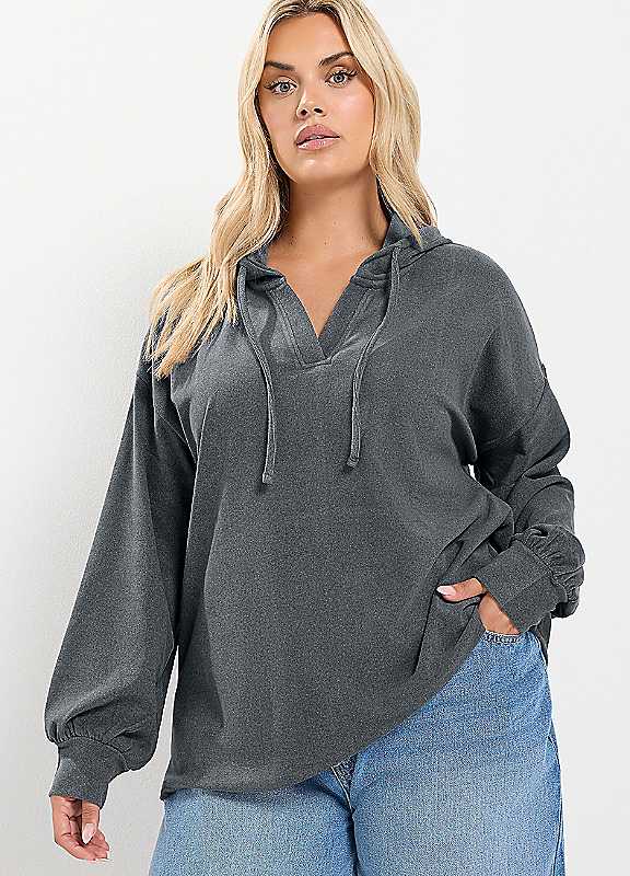 Yours Women's Charcoal Balloon Sleeve Hoodie In | Size: 26-28 - Image 2