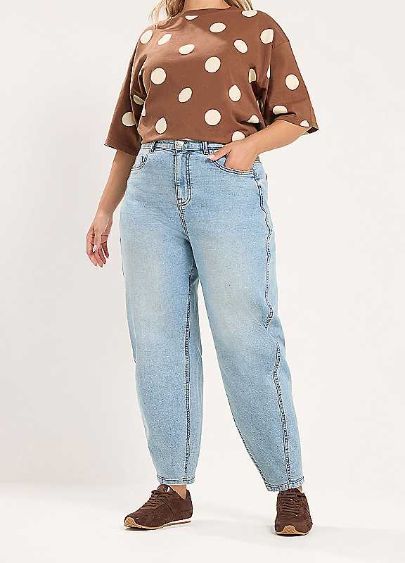 Yours Women's Light Blue Barrel Leg Denim Jeans In | Size: 28S - Image 6