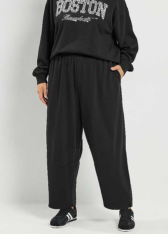 Yours Women's Barrel Leg Joggers Pants in Black | Size: 14-16S - Image 2