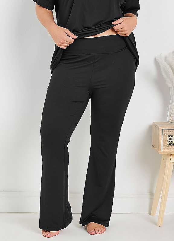 Yours Black Curve Flare Pyjama Bottoms