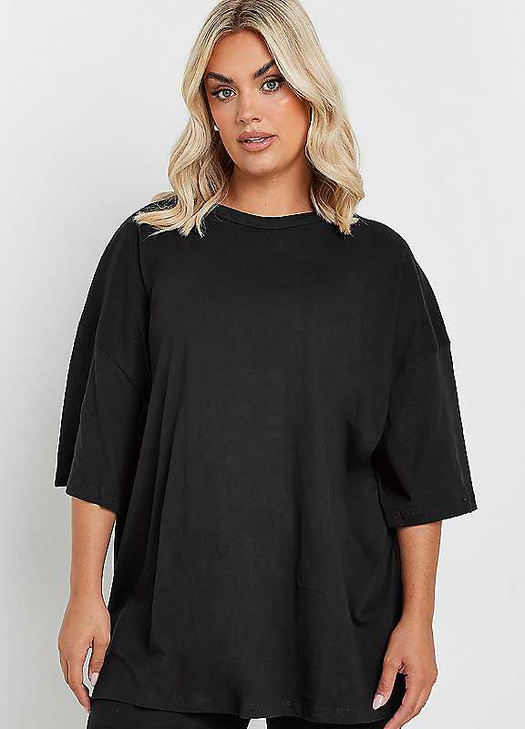Yours Women's Black Oversized T-Shirt In | Size: 26-28 - Image 8